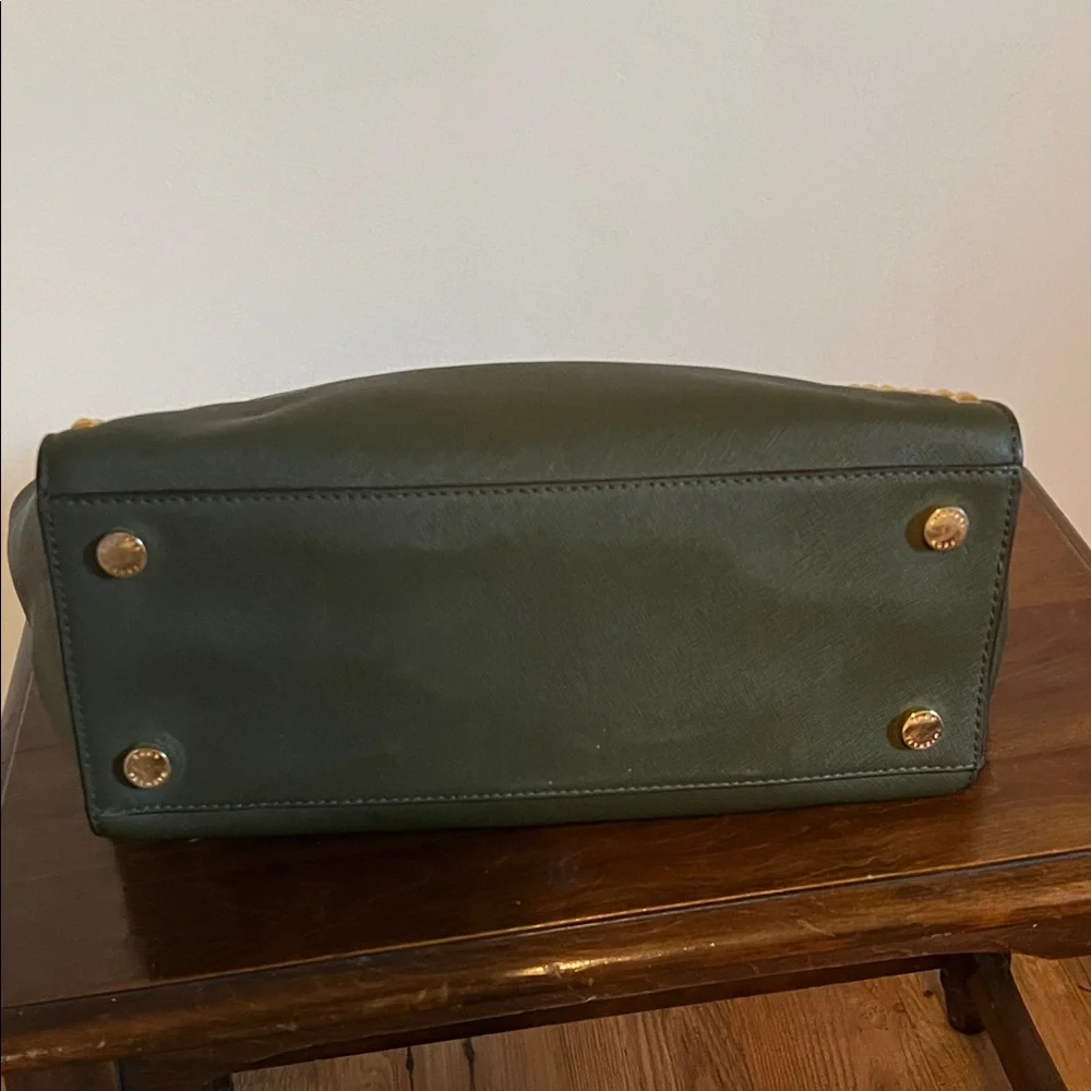 Michael Kors Dark Green Studded Satchel - Picture 5 of 9